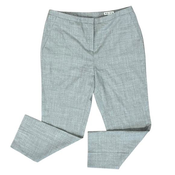 REISS Women's Workwear Dress Pants‎ Size 8 Wool Blend Gray Trousers Flat Front - Picture 1 of 7